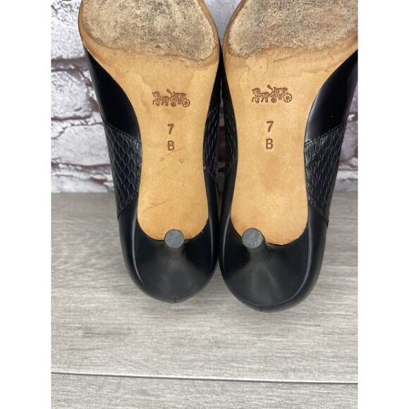 Coach Lacey Patchwork Black Leather Suede Pointed High Heels Women Sz 7B US/37EU - Picture 11 of 16